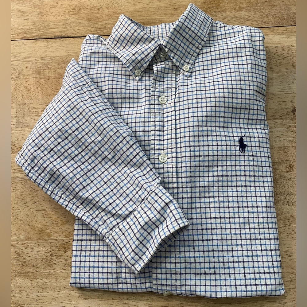 Ralph Lauren Custom Fit Men’s Sz M Blue Plaid Oxford
